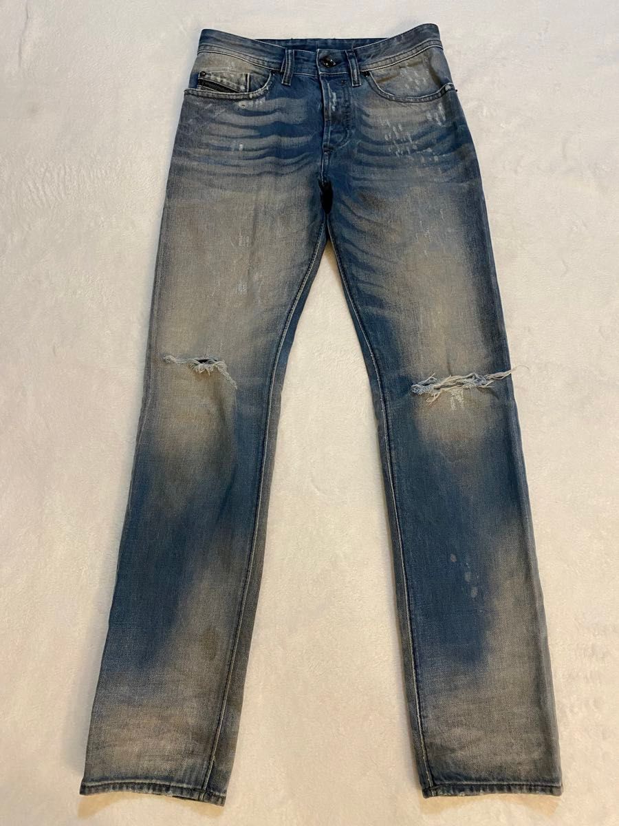 【美品】DIESEL 破洞牛仔 y2k 垃圾摇滚 00s 做旧水洗 鬼须