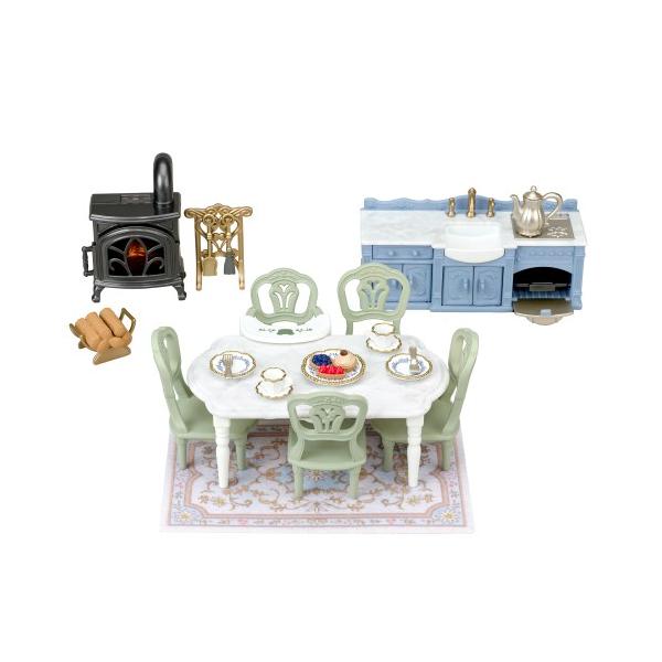 Sylvanian Family SE-215 Sparkling Waterside Red Roof House Elegant Dining Room Toys Children Girls Doll Play Furniture 3 years old