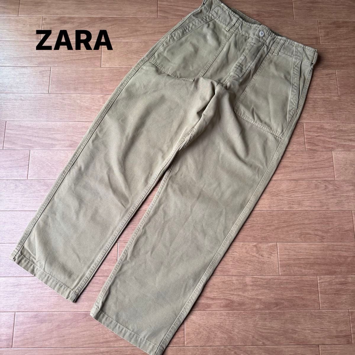 ZARA ベイカーパンツ ワークパンツ チノパンツ ミリタリー w30 カーキ