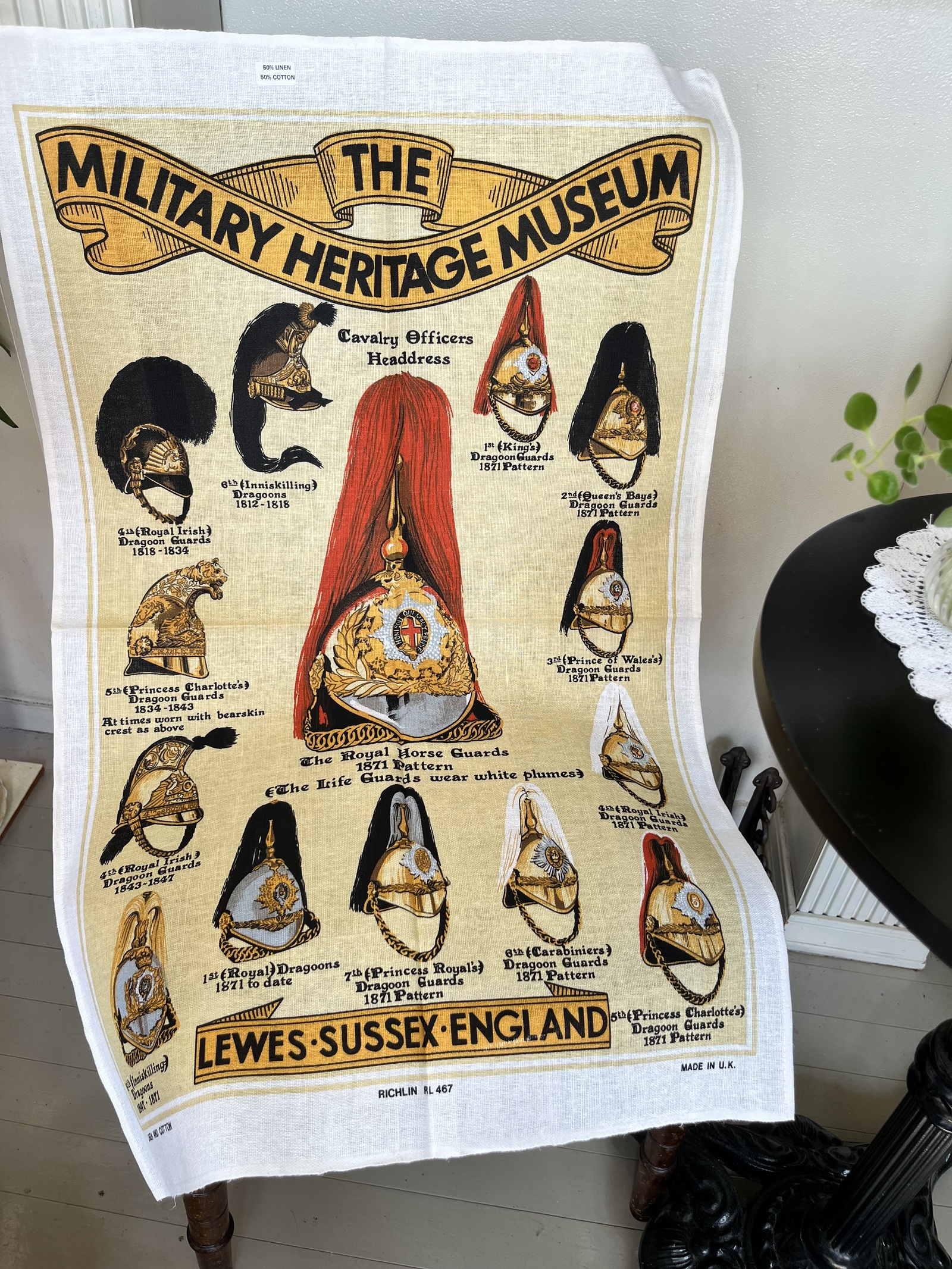 再贩)英国采购♪复古大号茶巾布料 卫兵图案 约48×76cm