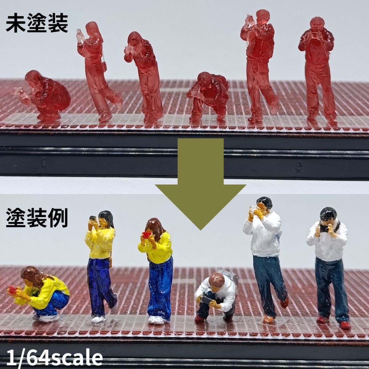 Unpainted 1/64 Scale Figure Set of 6 - Cameraman for Garage Diorama