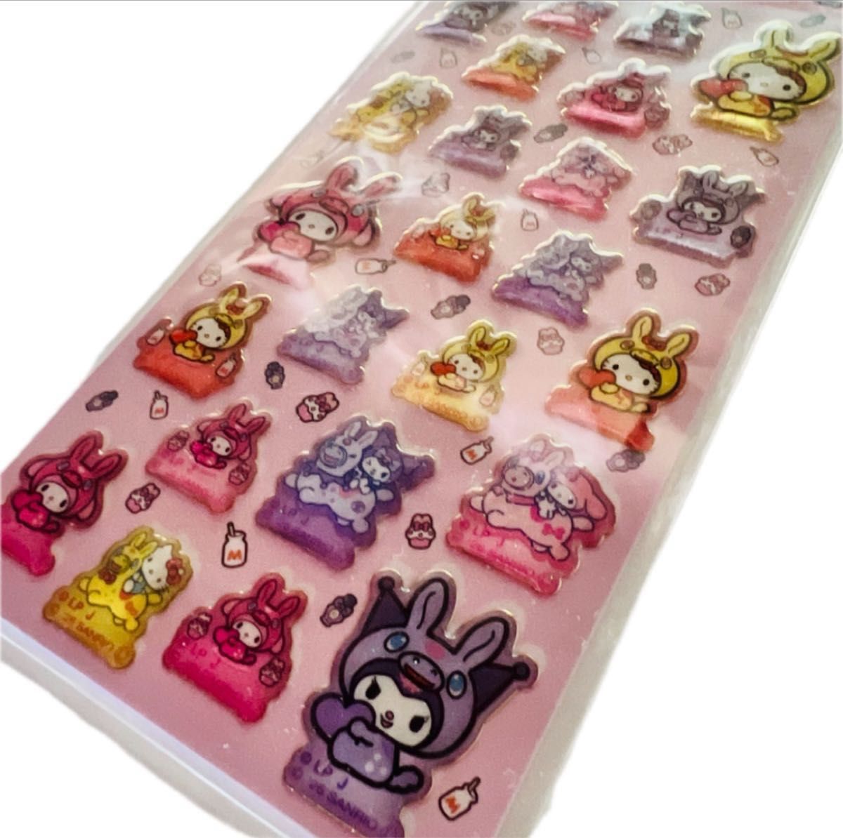 Sanrio Rody glitter resin-embossed stickers: Hello Kitty, My Melody, Kuromi