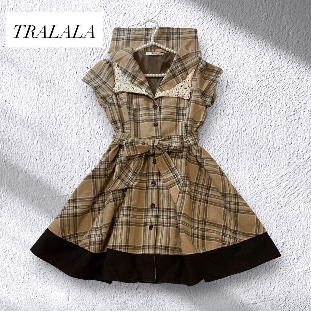 TRALALA 水手领 格纹 迷你连衣裙 蕾丝 丽姿莉莎