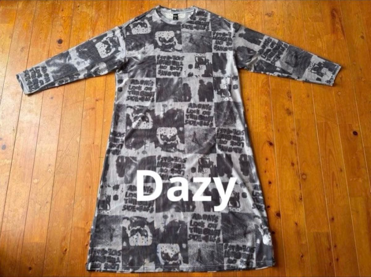 Dazy总柄长连衣裙长袖单调艺术柄