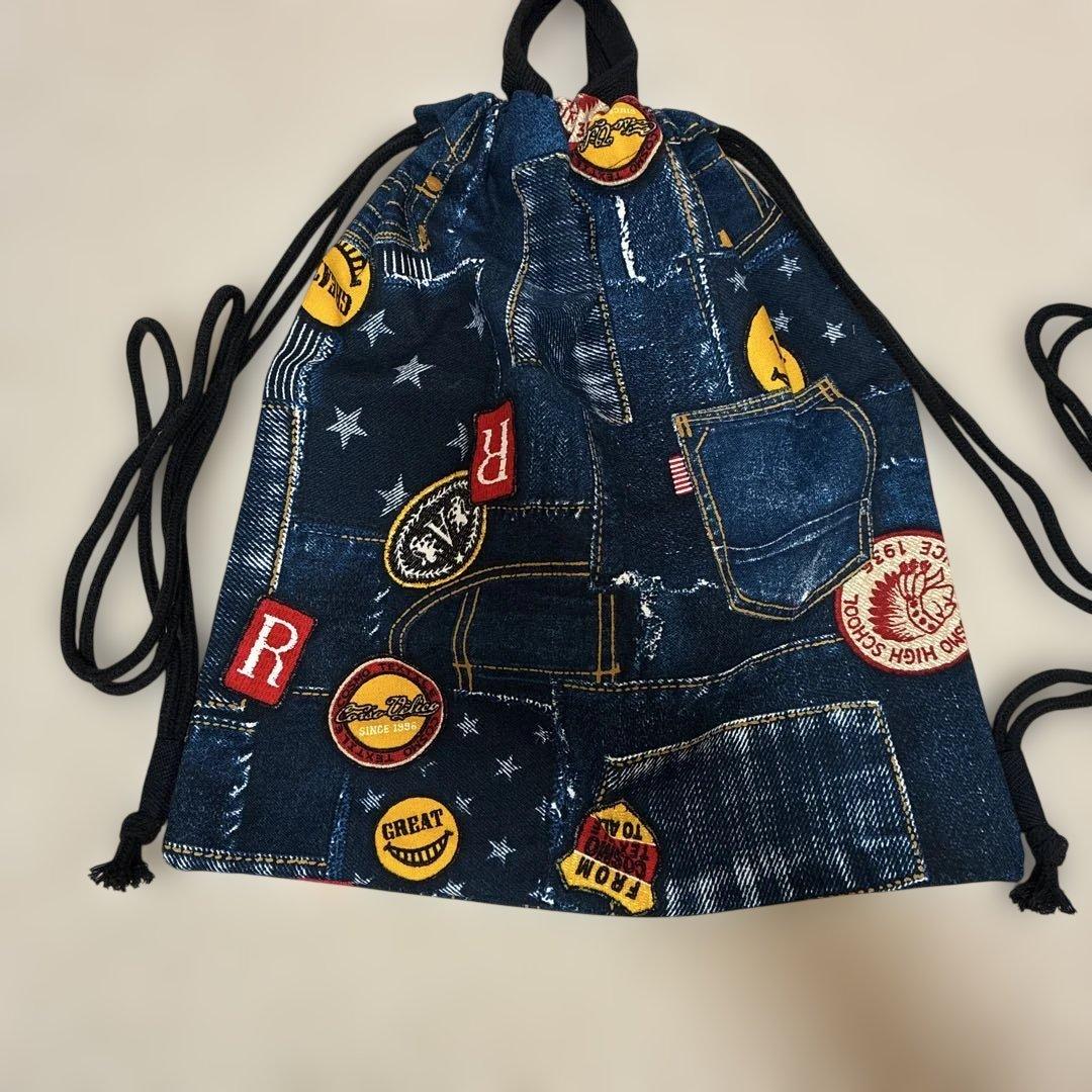 Denim-style ☆ Patchwork-patterned Nappy Backpack