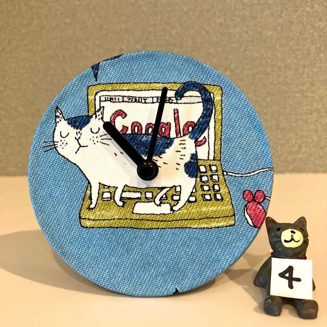 Handmade Fabric Clock No. 4, Interior Decorative Table Clock, Cat Clock
