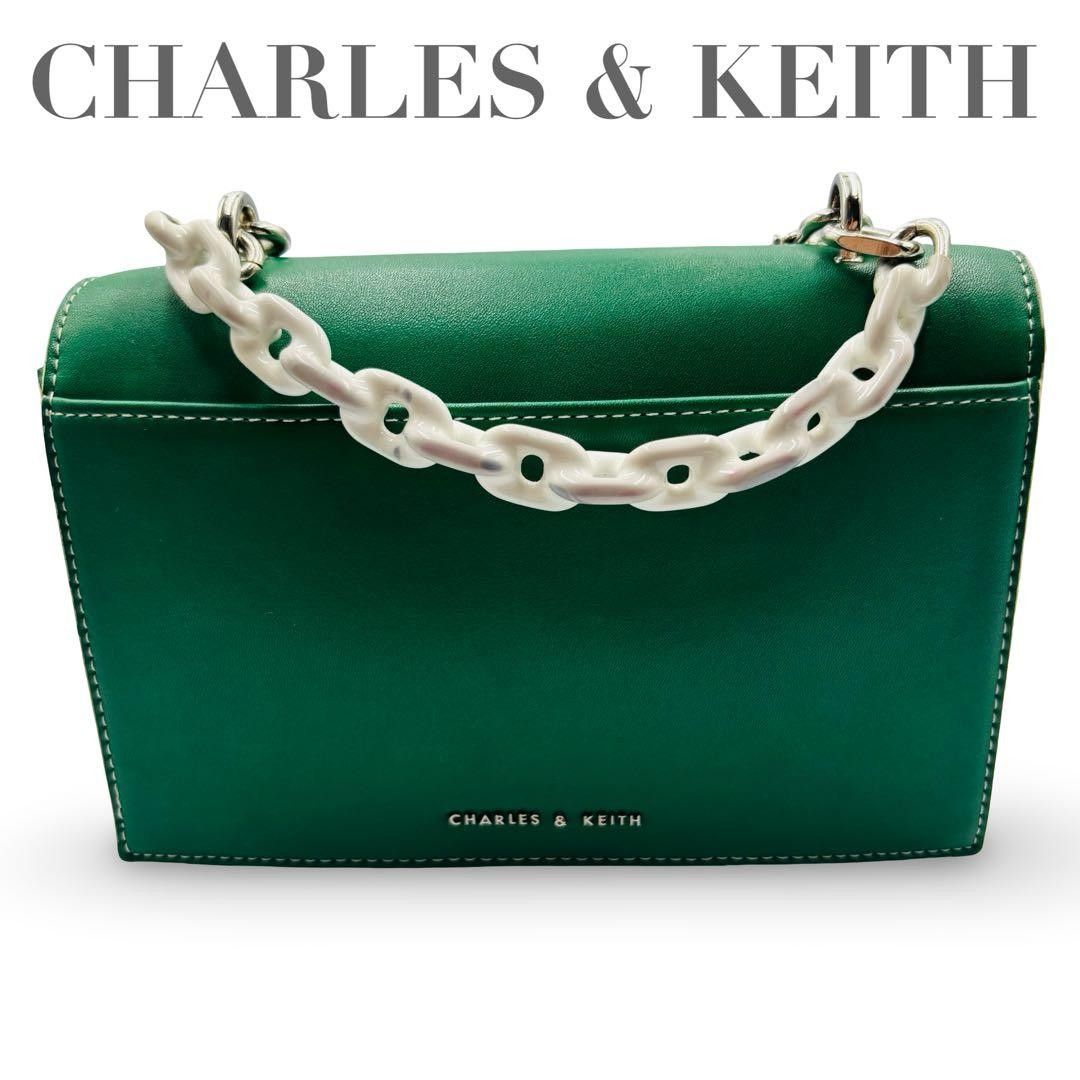 CHARLES & KEITH Charles & Keith Shoulder Bag Synthetic Leather Chain 2-Way Green Mini Women’s Crossbody Bag