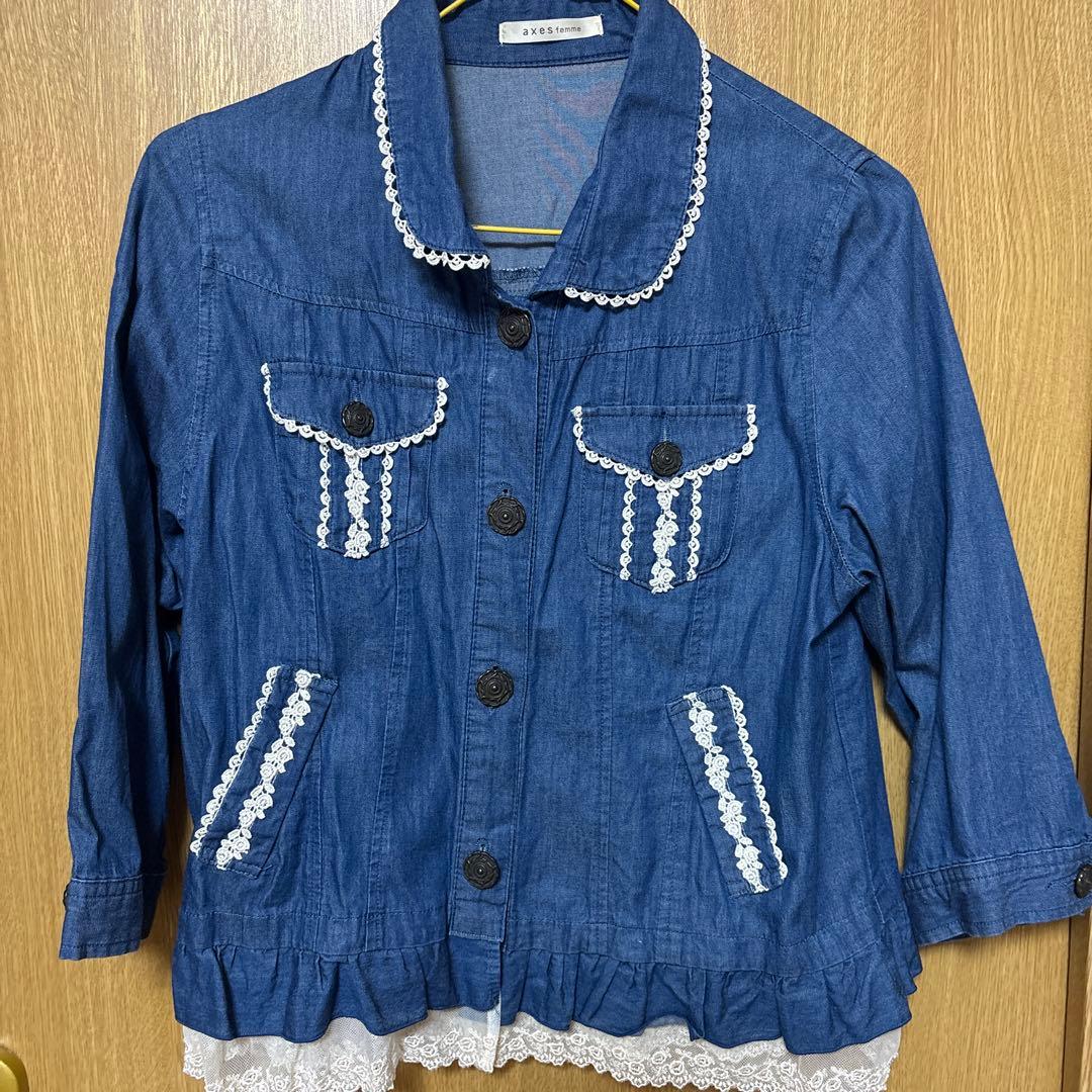 【降价】axes femme 牛仔夹克 蕾丝装饰
