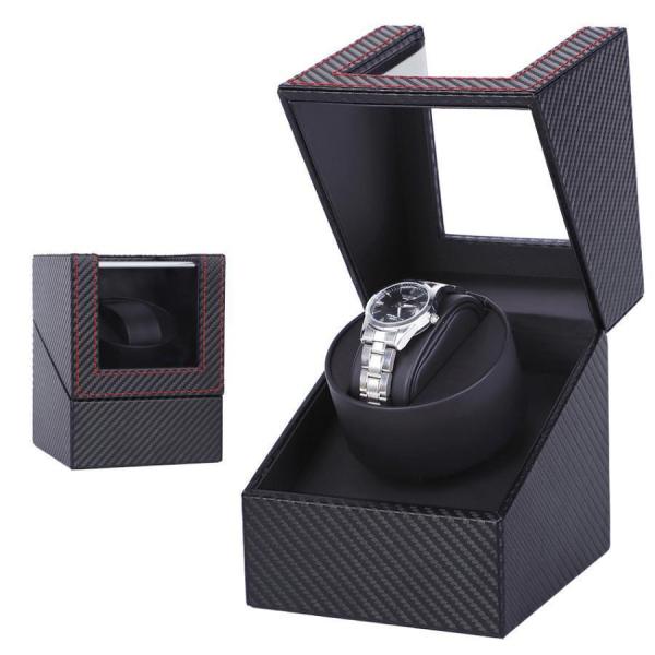 1-watch winding machine, automatic watch winder, mechanical single-watch winder, watch case with silent design, gift-style leather-look watch storage box, MABUCHI motor
