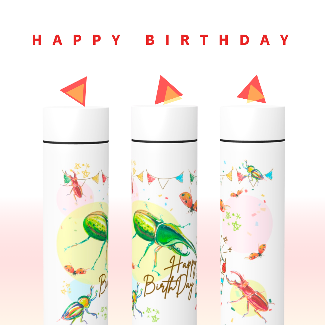 昆虫 水壶【生日礼物】不锈钢水瓶 甲虫 锹形虫 Thermos 370ml 水壶 瓶子 幼儿园 户外