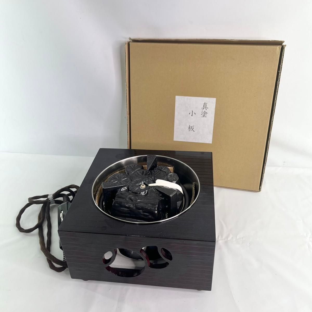 【良品】茶道风炉用电炭 山基电器 带包装盒和底板 里千家