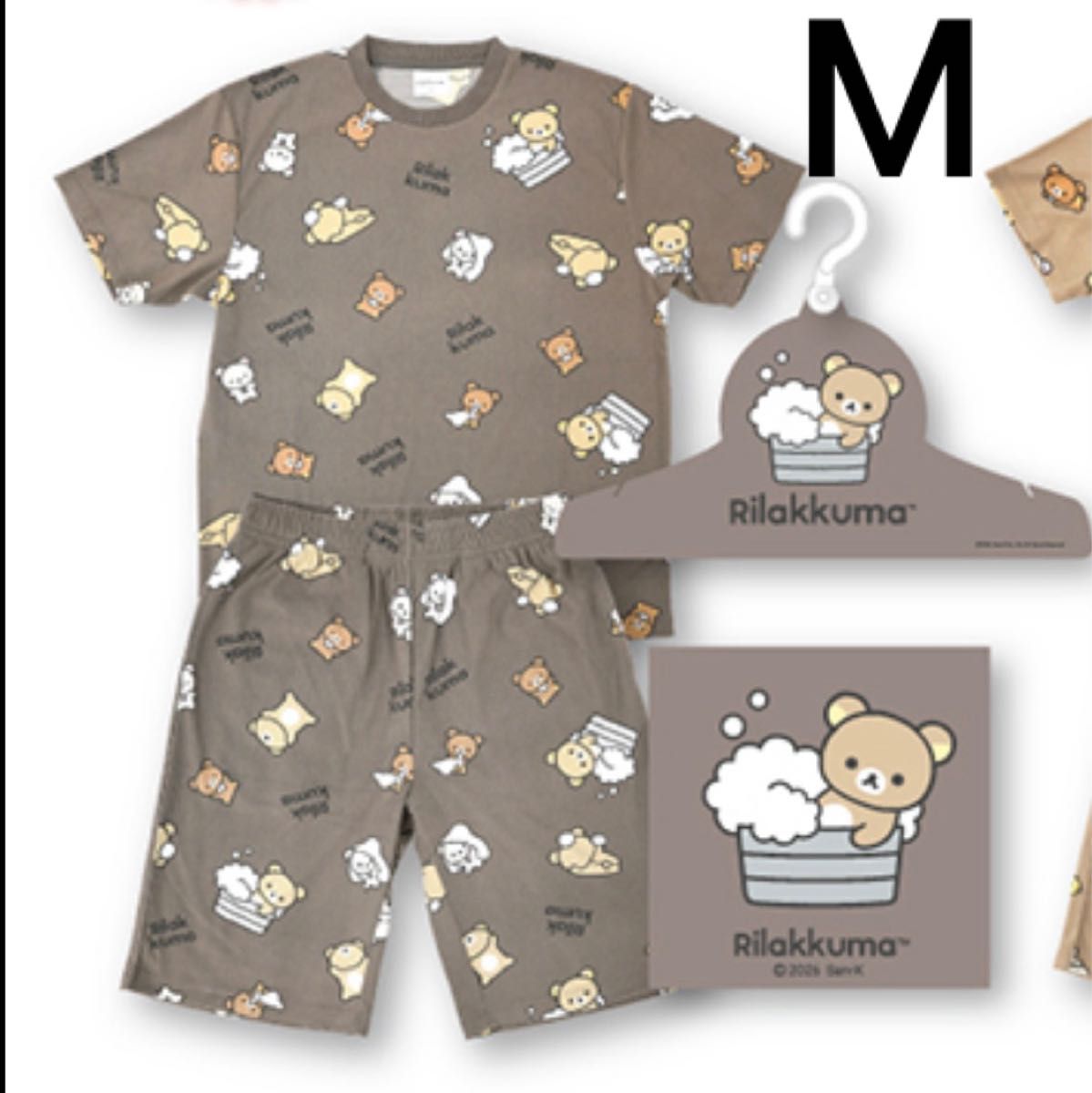 Rilakkuma room wear pajama short sleeve half pants top and bottom set Korilakkuma chai black bear with pile sticker
