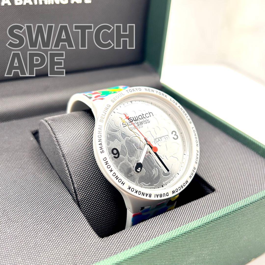 【Excellent condition】SWATCH x A BATHING APE collaboration wristwatch, with box