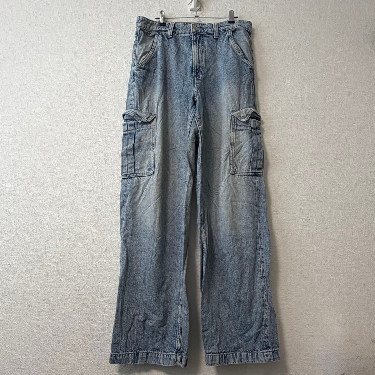 H&M 纯色工装裤 直筒下摆 38码 蓝色 棉质 外出