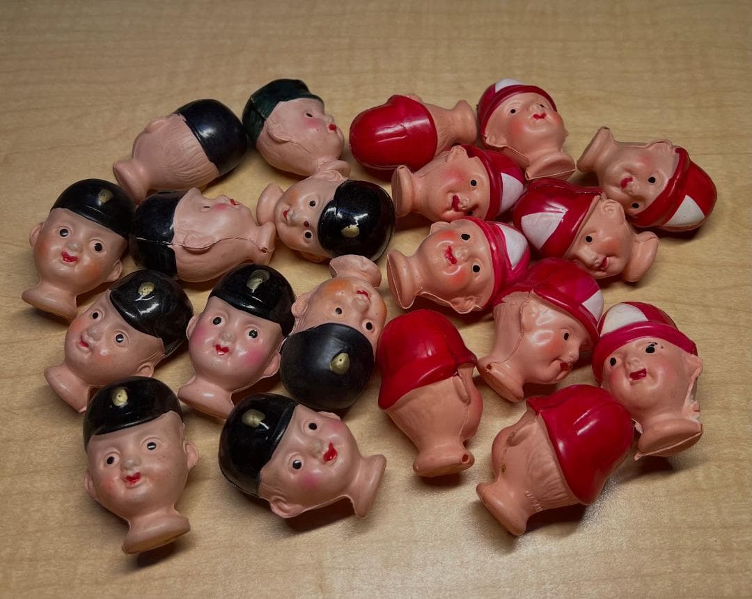 Showa Retro Celluloid Head 20 Pieces Tin Toy Parts