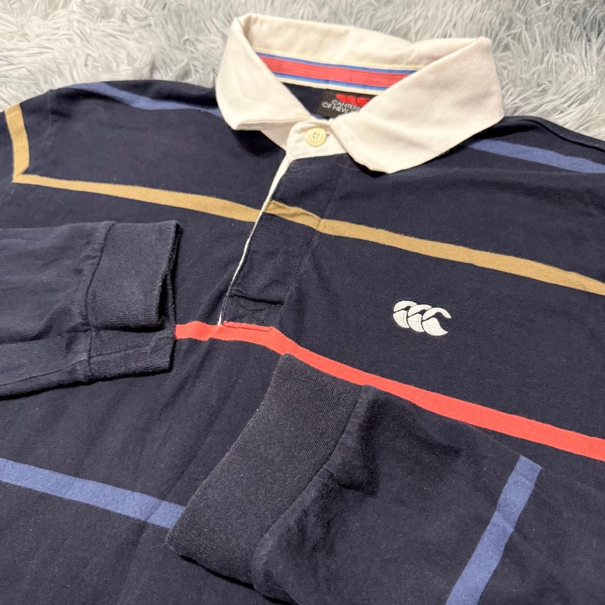 【多色条纹/L】坎特伯雷 长袖Polo衫 橄榄球服