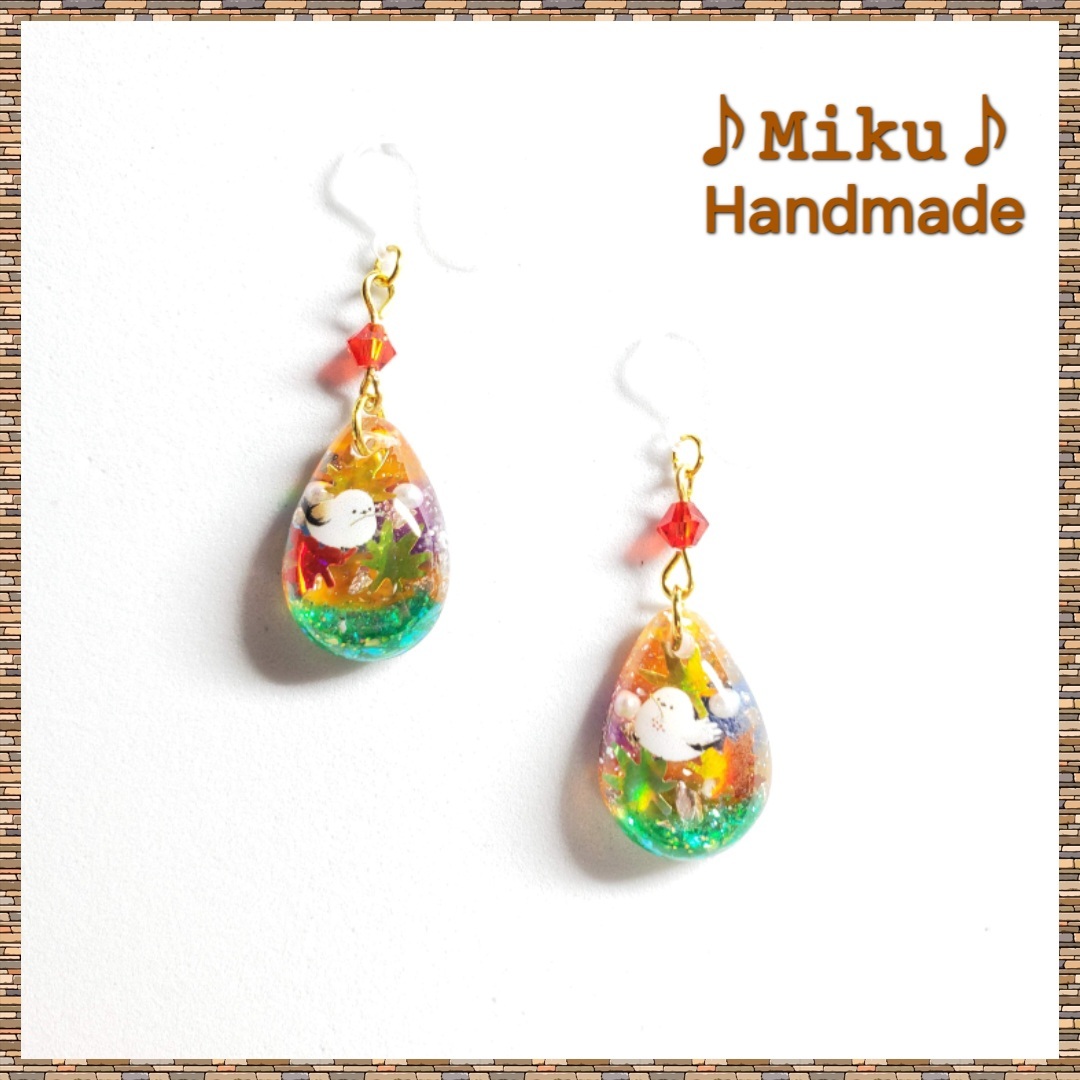 No.658-C西玛埃纳加 ☆ 红叶 ☆ 手工制作 ☆ 树脂 ☆ 耳环
