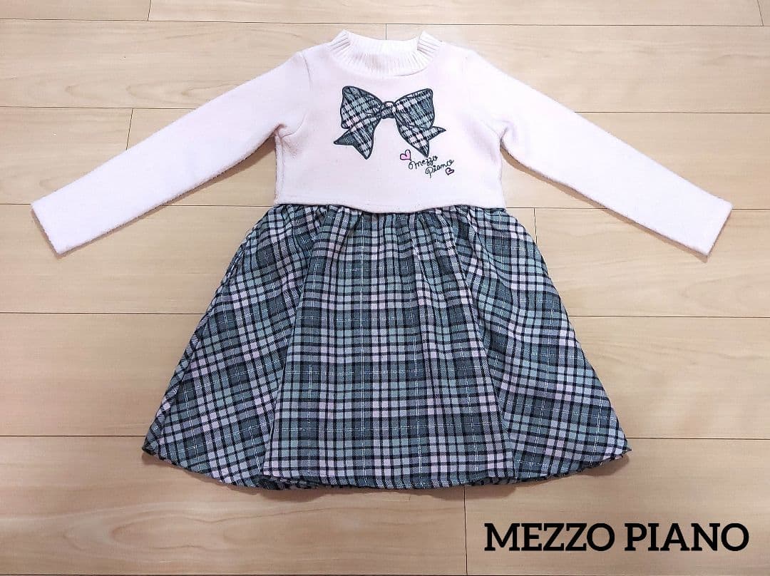 最终价格 今日限定 mezzo piano 连衣裙 120cm 格纹 蝴蝶结