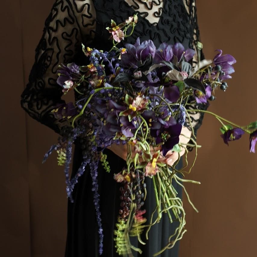 Wedding Bouquet Unique Black Dress Artificial Amaranthus