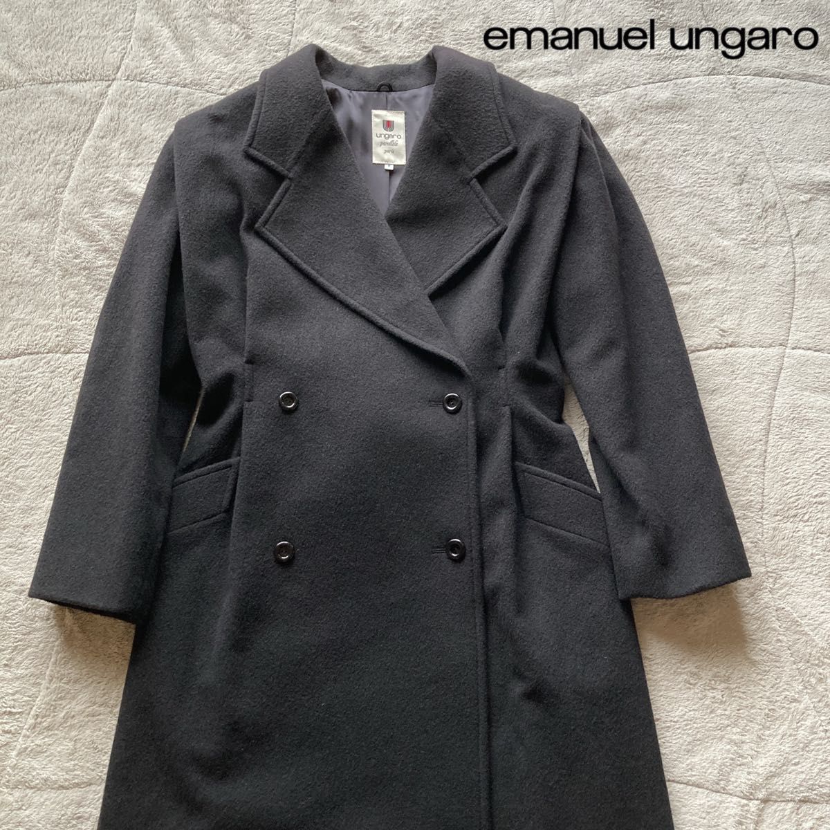 Emanuel Ungaro 埃马纽埃尔·昂加罗 羊绒切斯特菲尔德大衣 双排扣 长款 黑色