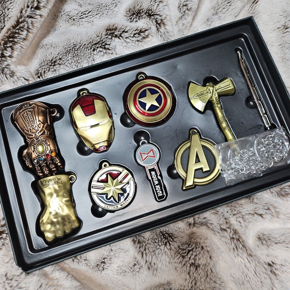 Rare New Avengers Endgame Keychain Necklace Pendant Compatible 9-Piece Set Bulk Sale Metal Collection