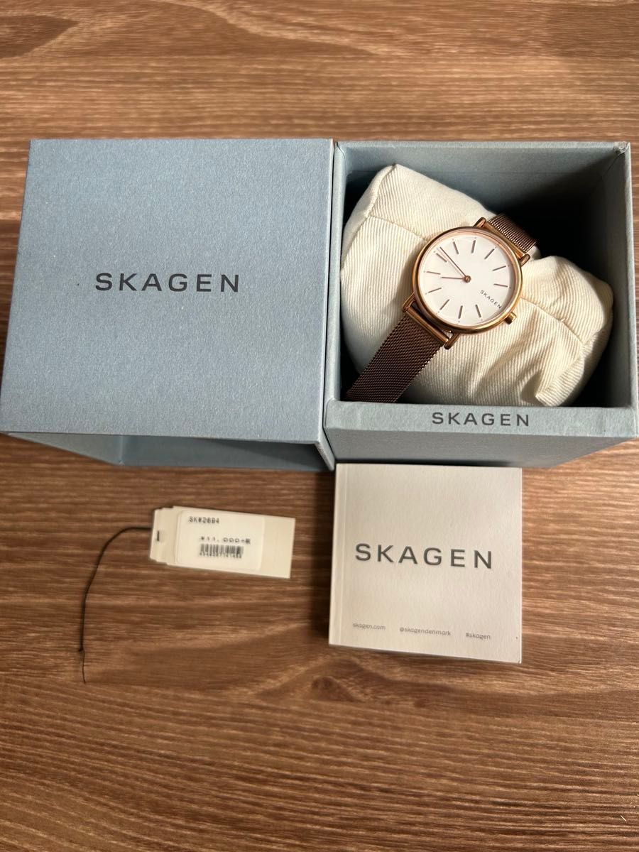 SKAGEN斯卡根女士手表粉色金色网带超美品