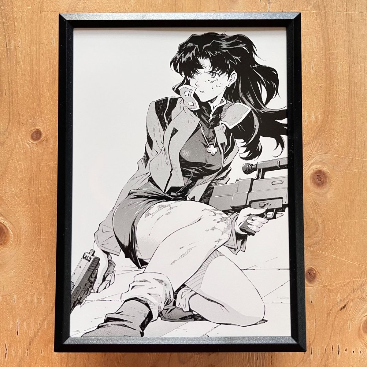 21 B6画幅 新世纪福音战士 贞本义行 双面设计 带框装裱 EVANGELION 葛城美里 黑白边框可选