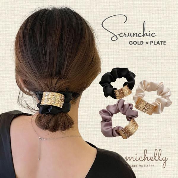 Chiffon Hair Tie Plate Gold Bun Updo Hair Accessory Hair Rubber Black White Wedding Elegant Adult