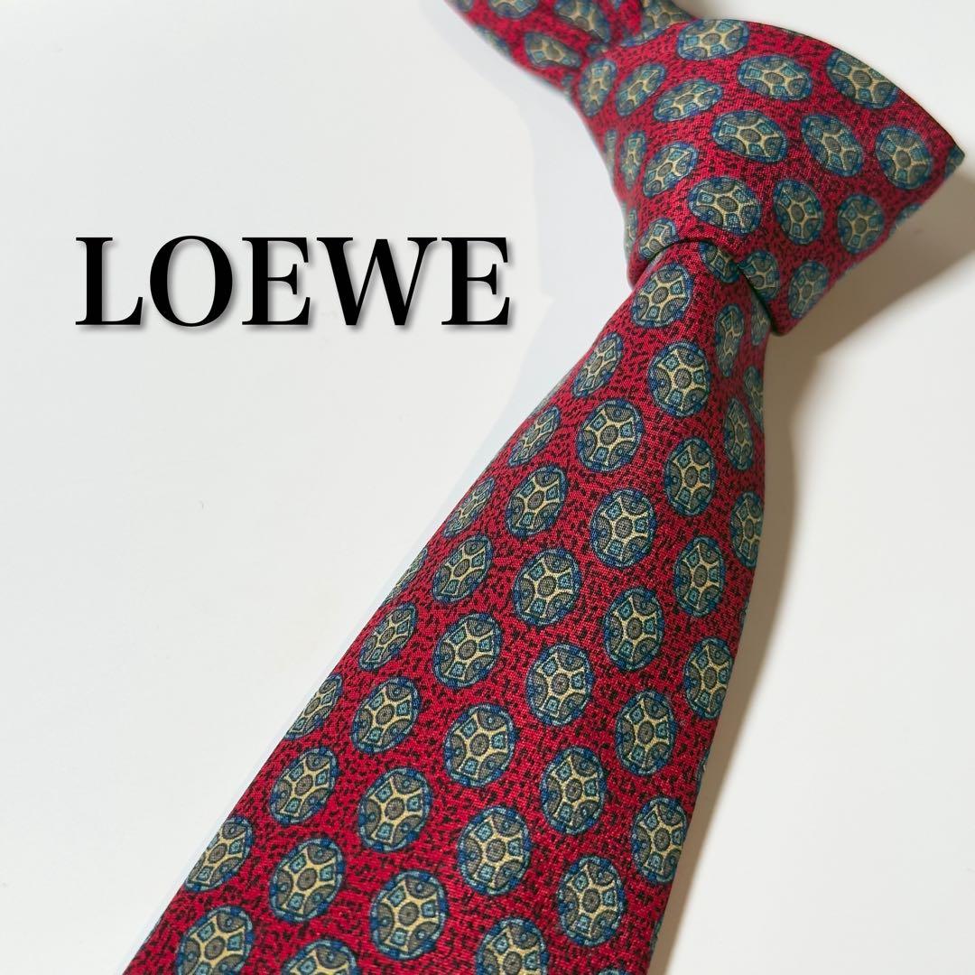 【美品】LOEWE LOEWE总柄红色系领带