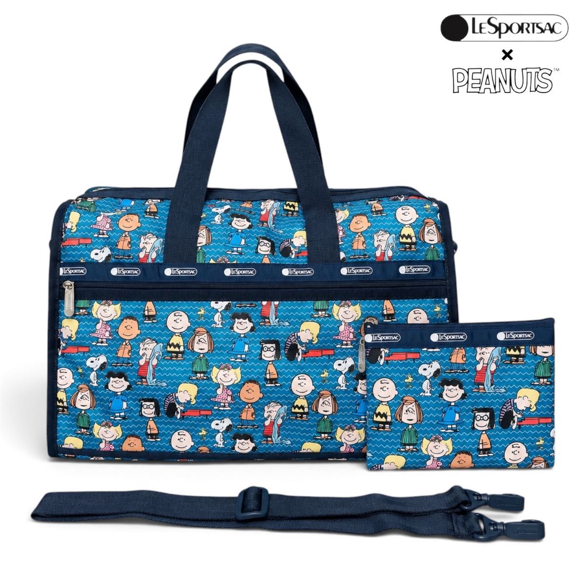 ★全新带吊牌★LeSportsac×PEANUTS 花生漫画 史努比 两用波士顿包 单肩包 带收纳袋