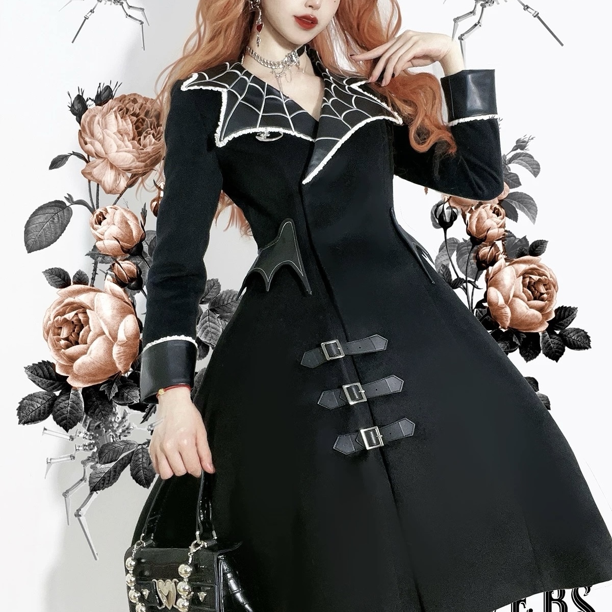 女巫陷阱 ✧ 哥特暗黑风 羊毛大衣夹克 秋冬修身款 ✧ 洛丽塔 甜美酷女孩风格