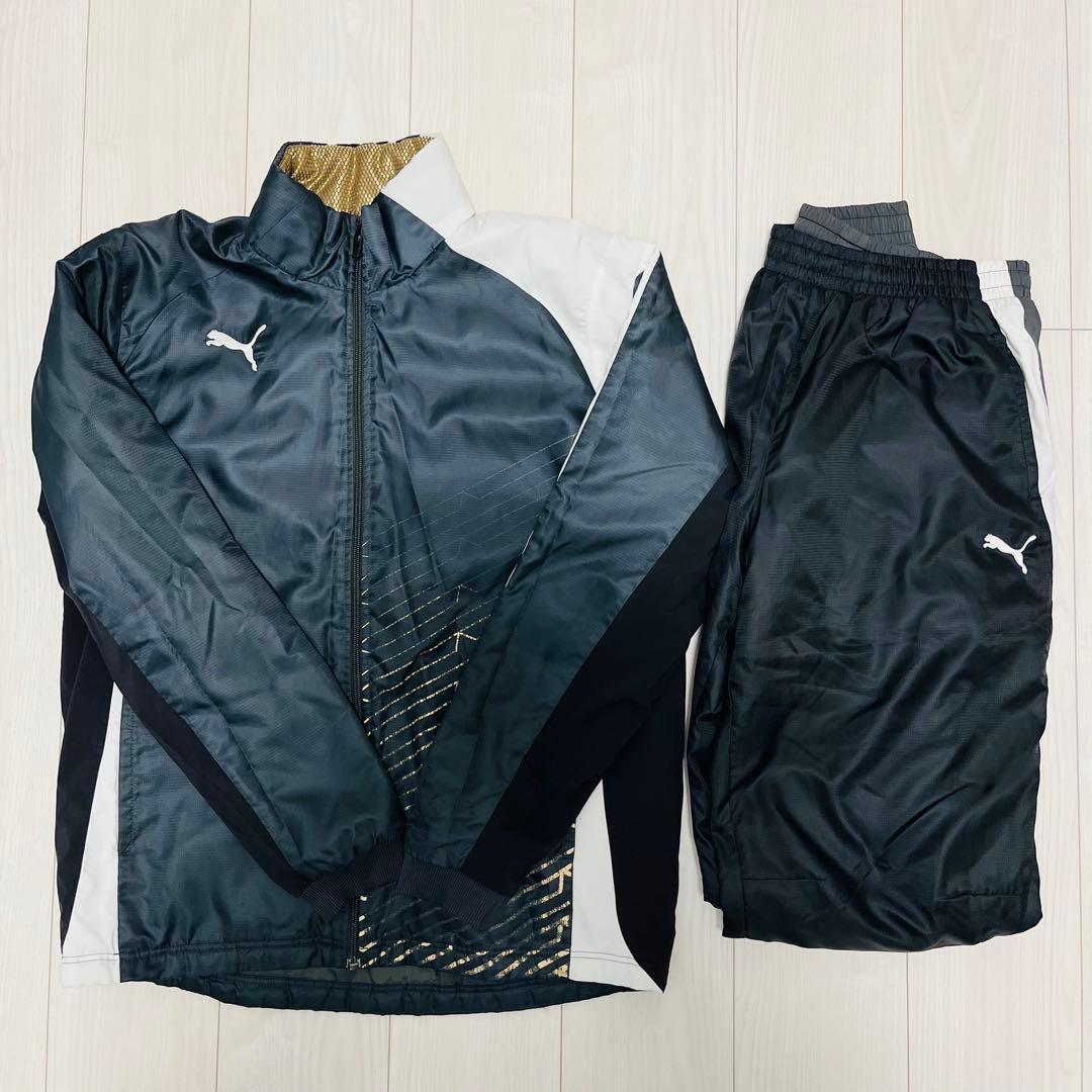 PUMA Puma quilted windbreaker set, top and bottom, size L, black and gold.