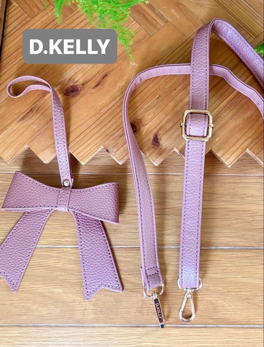 【使用优惠券立减1300日元】D.KELLY 包包配件 蝴蝶结挂饰 单肩背带 粉色 全新未使用