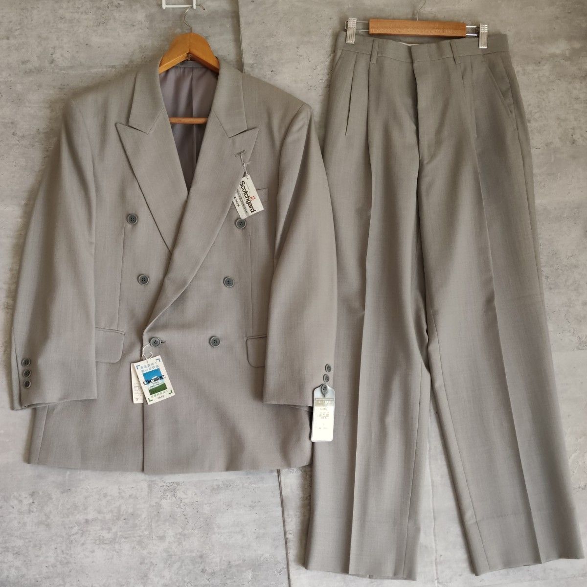 复古新品★Scotchgard双排扣西装 灰色套装 抗菌防臭