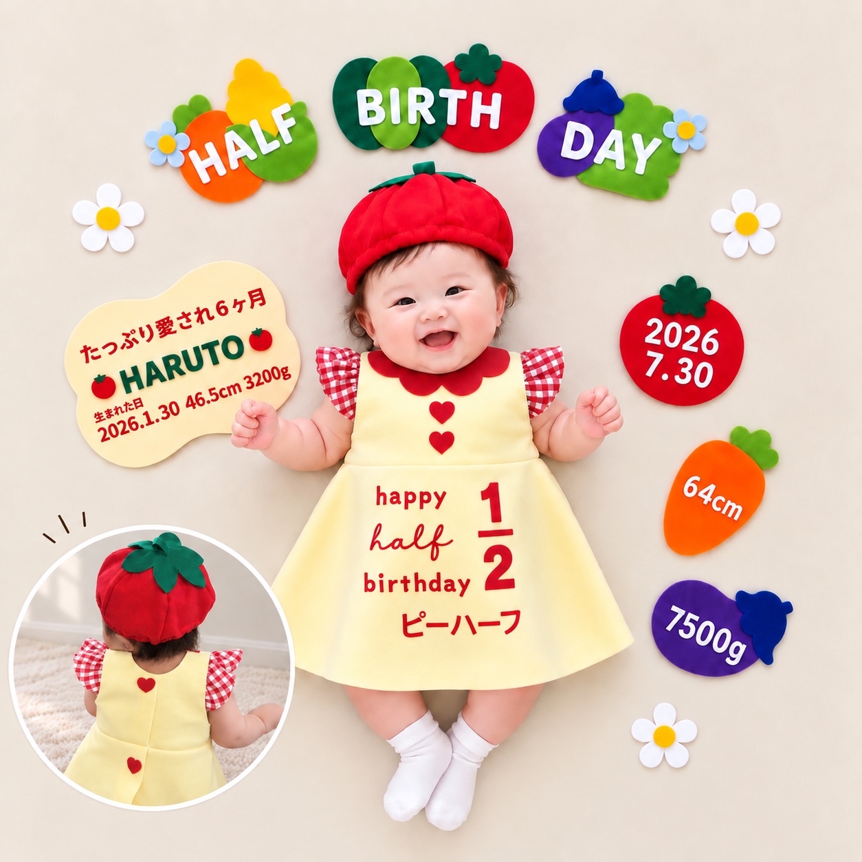 【特别的6个月♡】半岁生日连衣裙 婴儿服装 万圣节