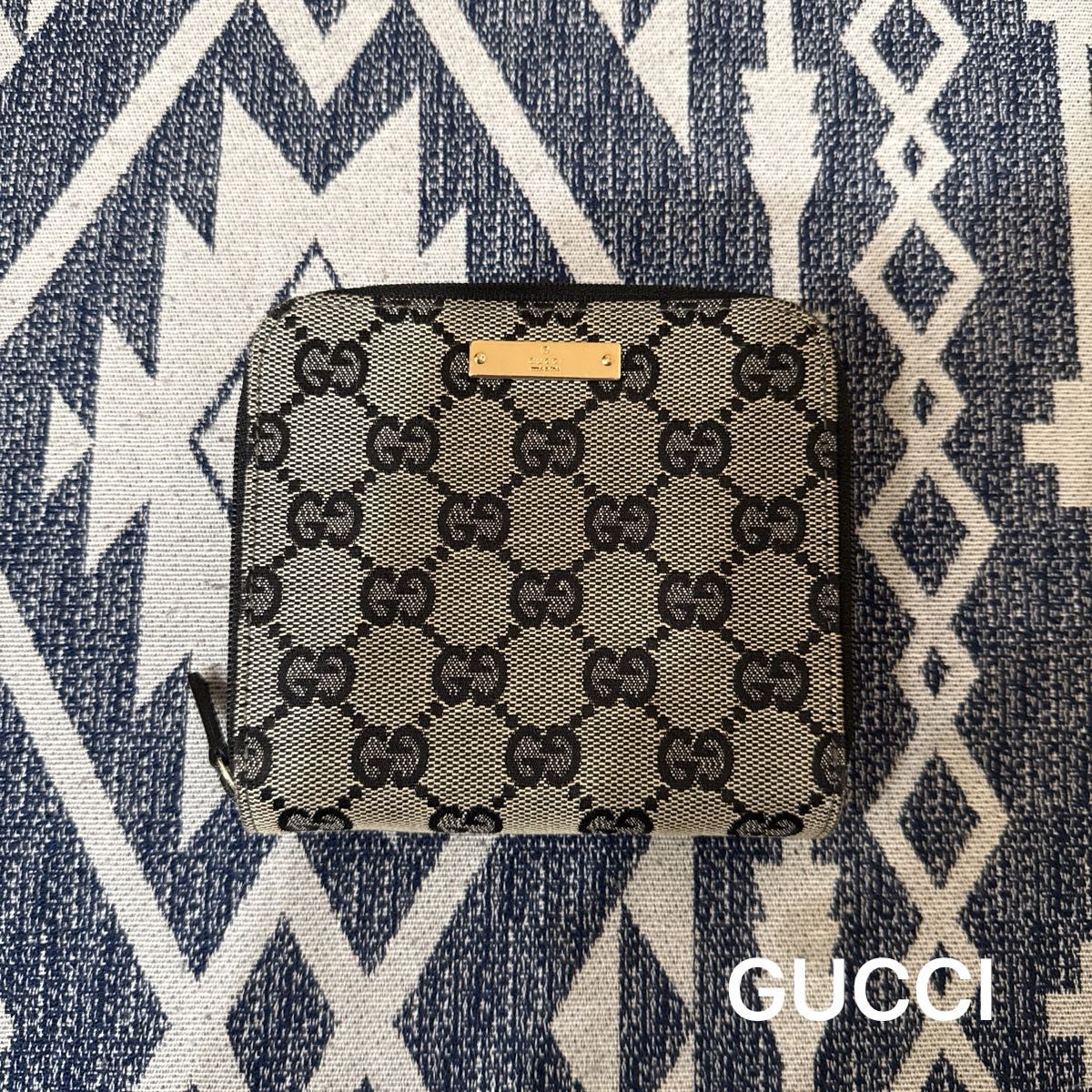 GUCCI 古驰 GG 帆布双折钱包 圆拉链
