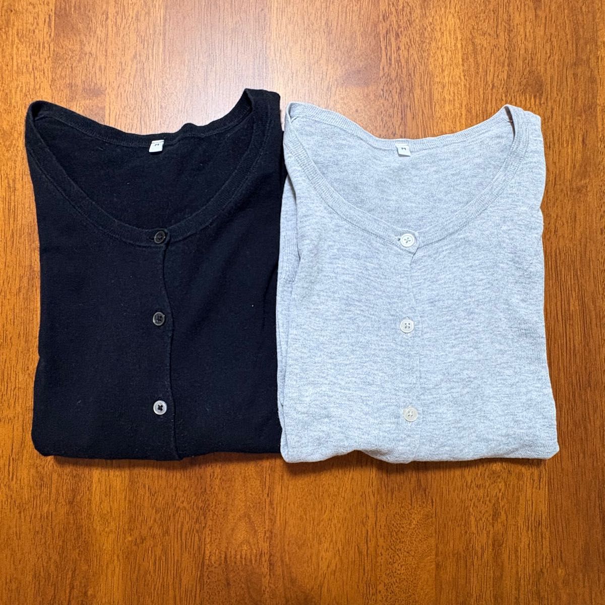 无印良品 女士 开衫 2件套装 黑色 灰色 七分袖