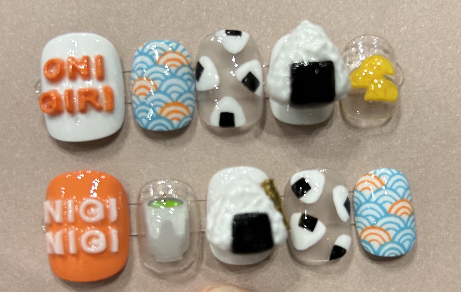 Onigiri Nail Tips - The filling is salmon!