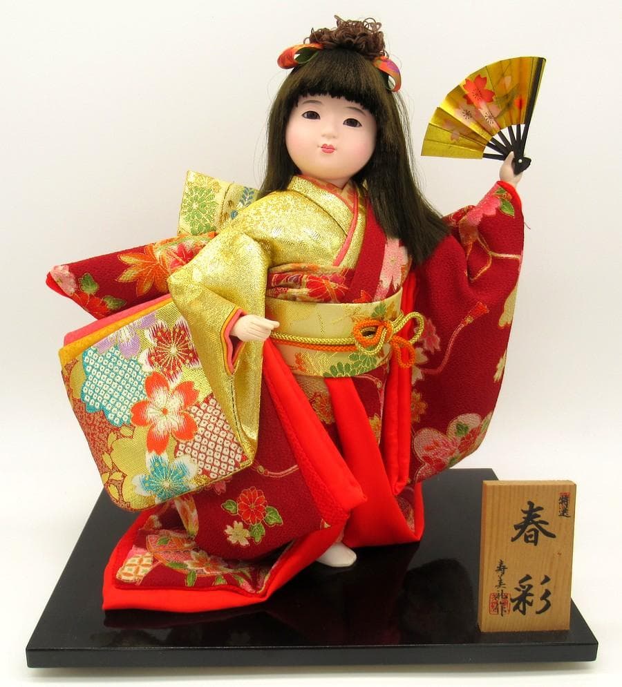 Ichimatsu Ningyo Japanese Doll "Harusai" by Sumire [Special Selection] with Fan, Traditional Craftsmanship, Shipping Included