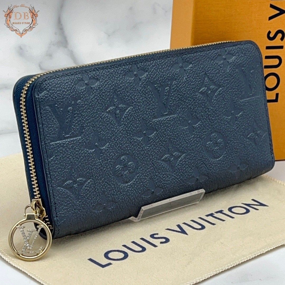 [With Box and Dust Bag] Louis Vuitton Zippy Wallet, Unplanted, Metallic Navy — Louis Vuitton Women’s Wallet
