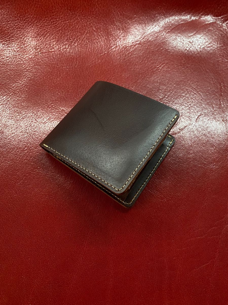 Bifold wallet, genuine leather (cowhide), dark brown, made in Japan