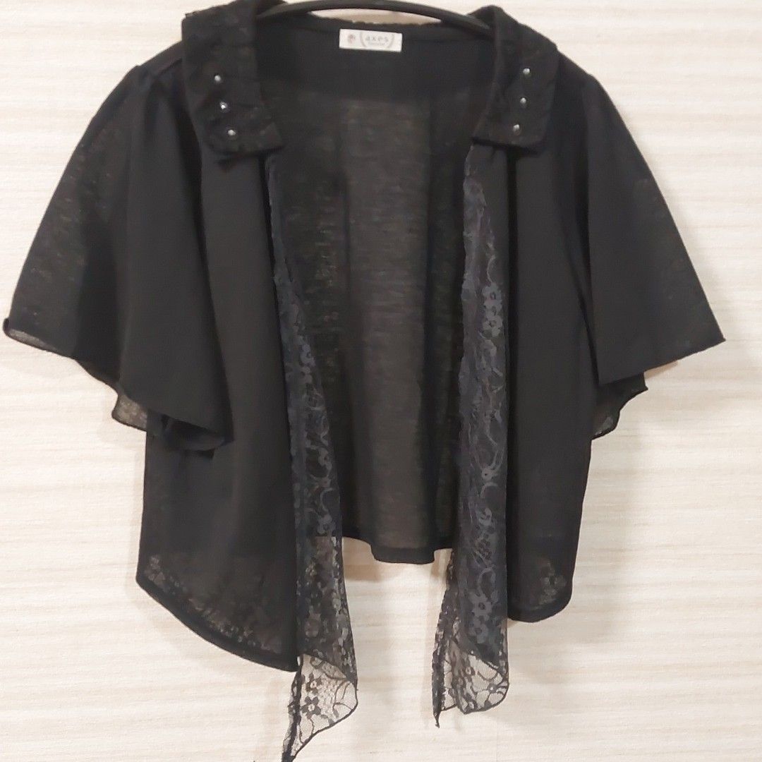 【未使用品】axes femme 阿克西斯法姆 ☆ 披肩 黑色 M 开衫 短袖 短款外套 黑色