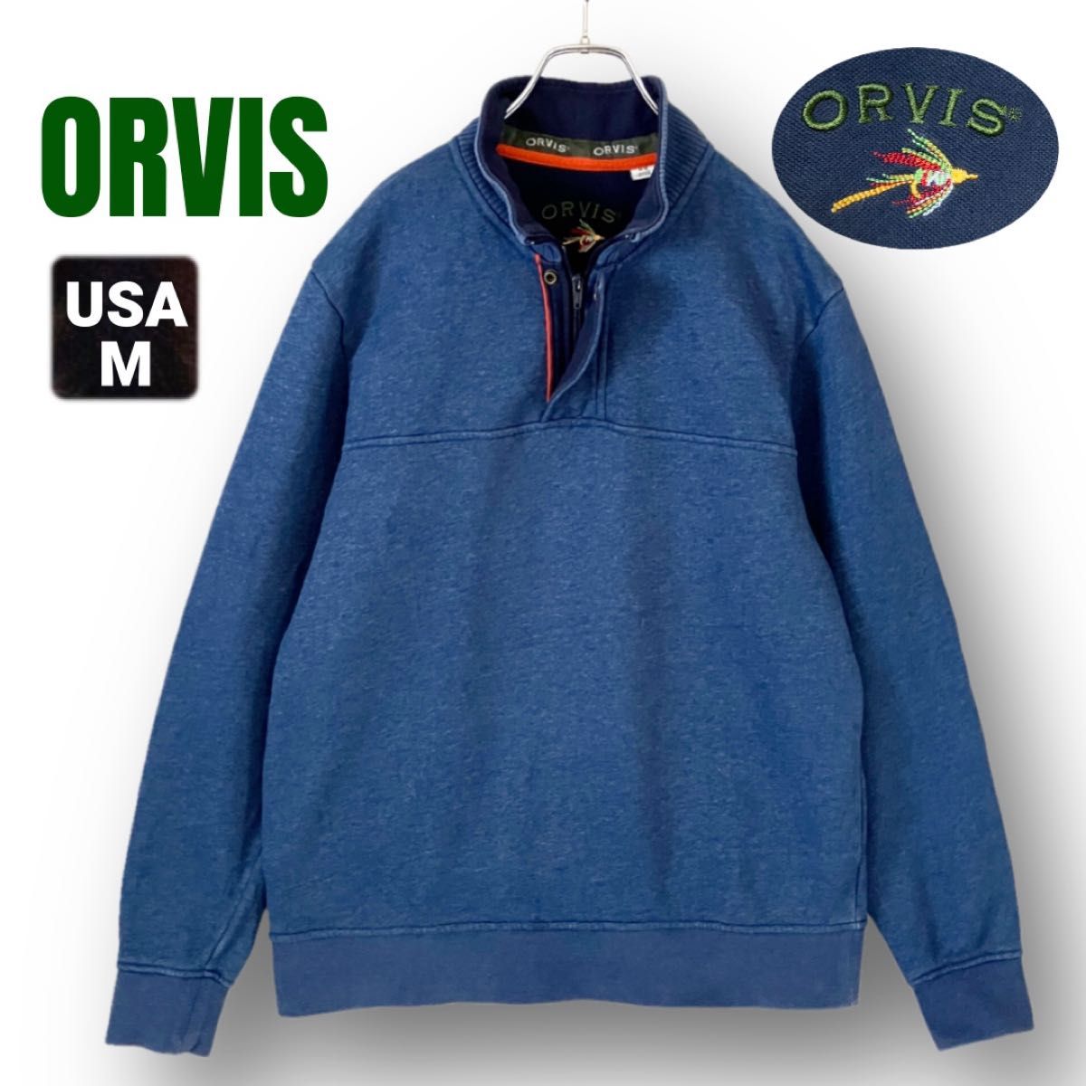 ORVIS オービス★飞蝇钓服装★半拉链套头衫/卫衣★内里加绒★靛蓝色★美国男款M