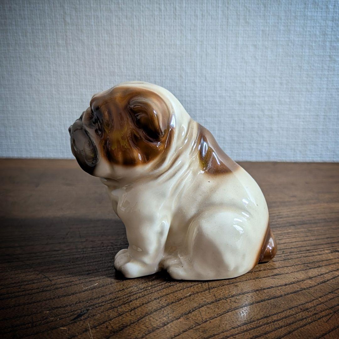 昭和复古 陶瓷 斗牛犬 摆件 昭和56年 古董 狗 装饰品