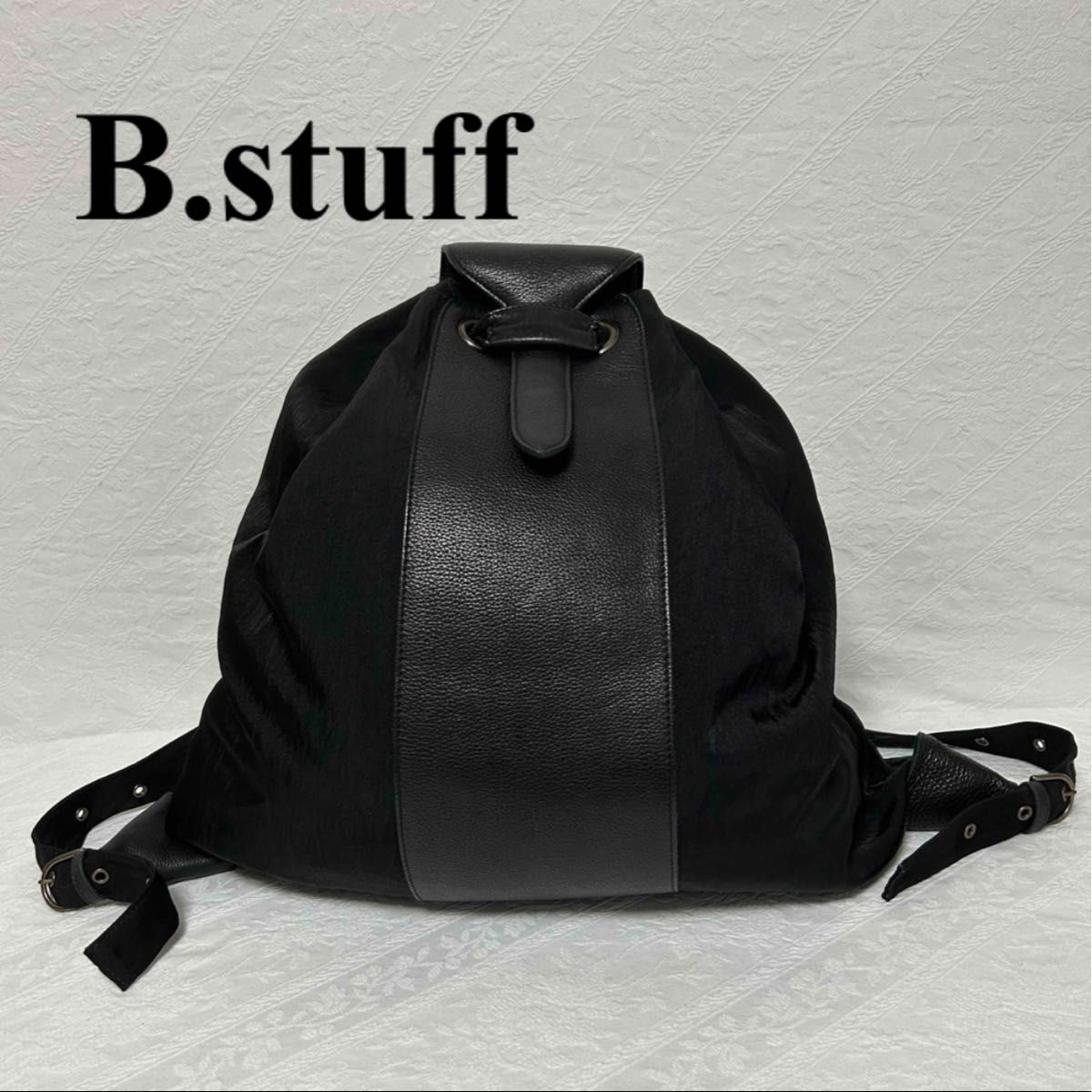 ☆ 大容量 ☆ B.stuff比工作人员尼龙背包背包背包皮革 × 尼龙男士女士黑色