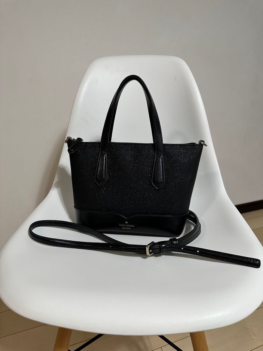 kate spade NEW YORK glitter 2WAY shoulder bag black