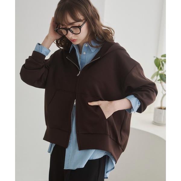 パーカー ダンボール ダブルジップパーカー フーディー / 秋服 レディース