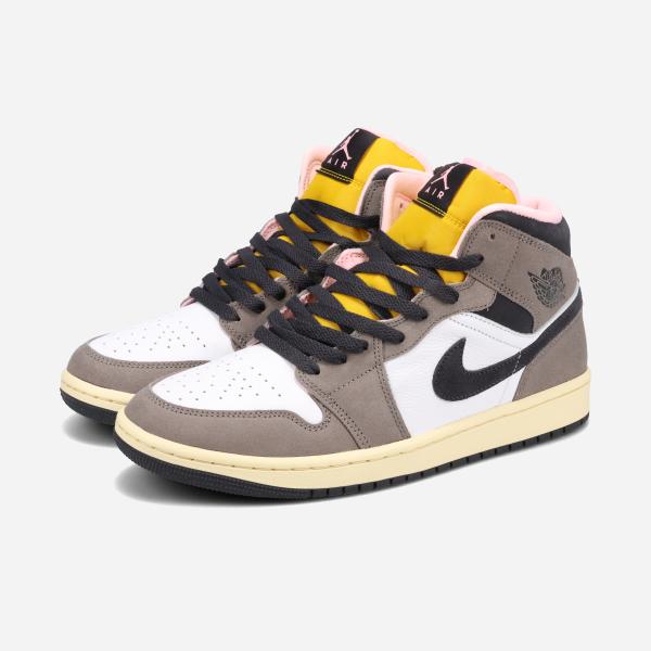 【16,000日元均一特卖】 耐克 AIR JORDAN 1 MID SE 耐克 空气乔丹 1 中帮 SE 男士款 白色/油灰色/洞穴石色/深硫磺色 棕色 HQ2011-100