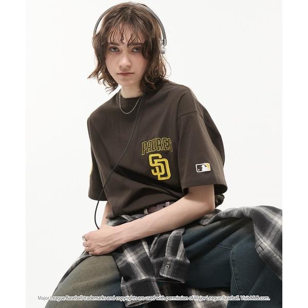 tシャツ 半袖 MLB/メジャーリーグベースボール 別注 ワッペン刺繍 ビッグシルエット半袖Tシャツ レディース メンズ