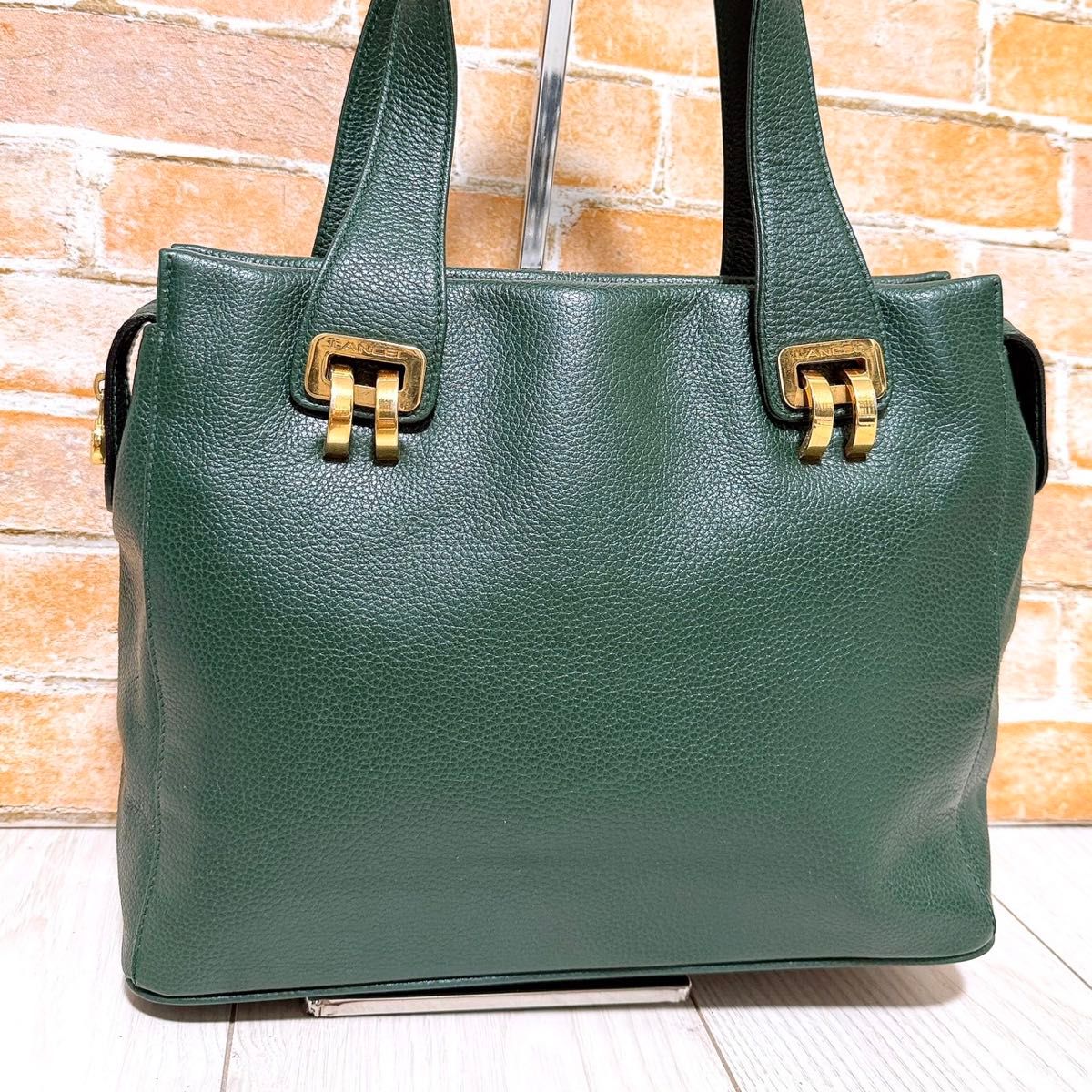 (超美品) LANCEL(ランセル)トートバッグ レザー グリーン